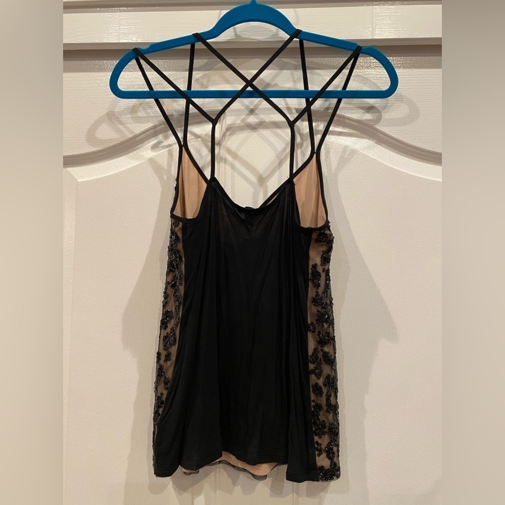 Express sequin tank top black/ tan size S - Picture 2 of 4